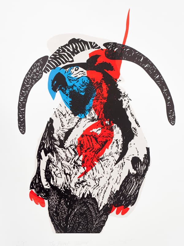 The Parrot Warrior | Linocut | 2015 | Kristi Neider | Print