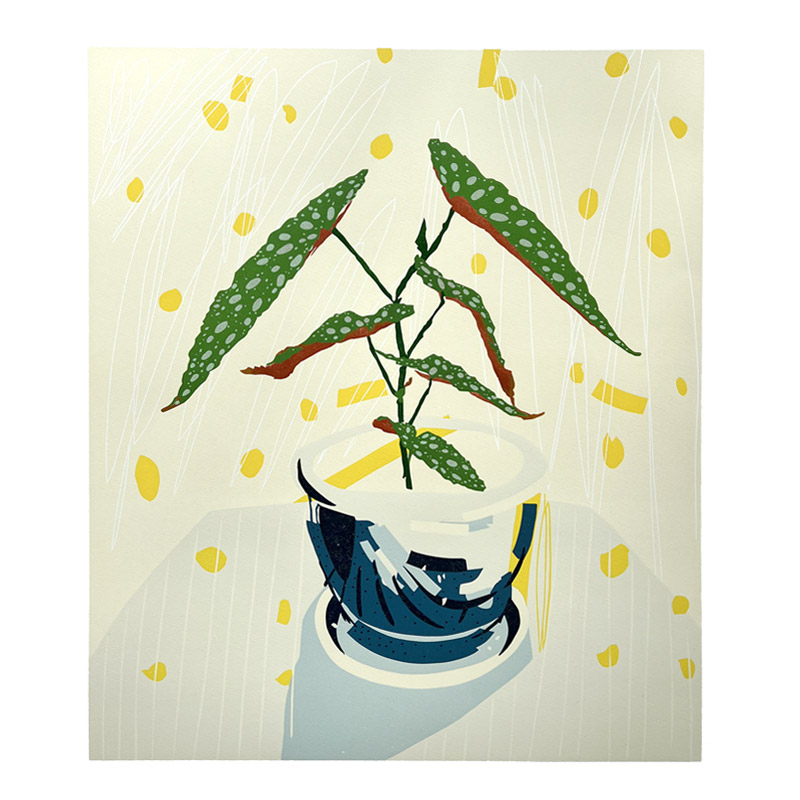 Begonia Maculata | Linocut | 2021 | Kristi Neider | Printmaking